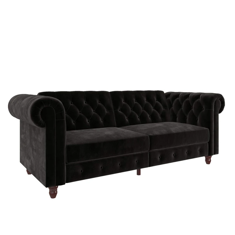 DHP Furniture Felix Chesterfield Sofabed Velvet Black