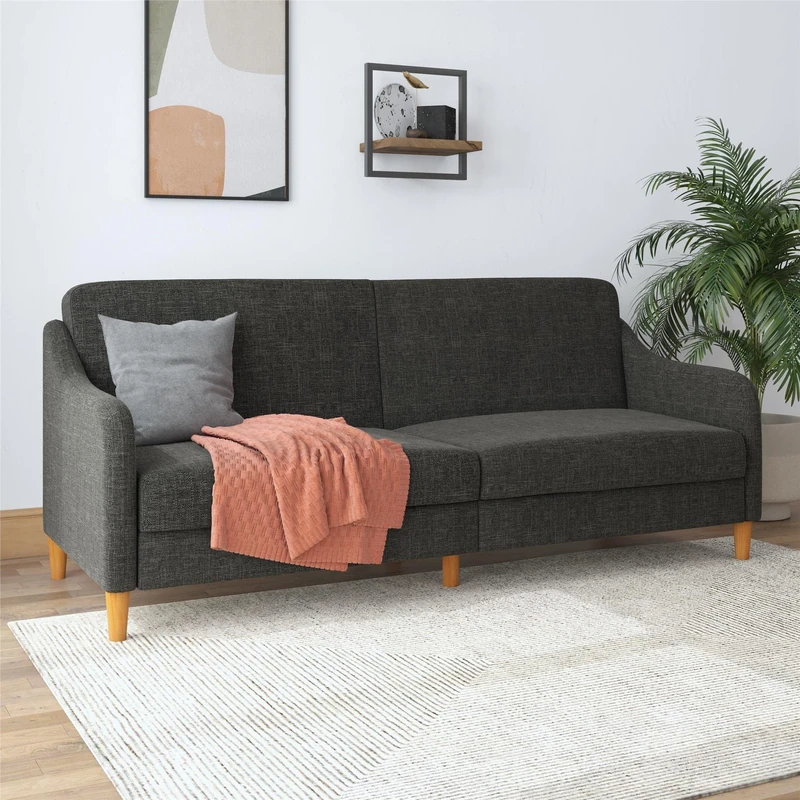 DHP Jasper Coil Sofabed Grey Linen