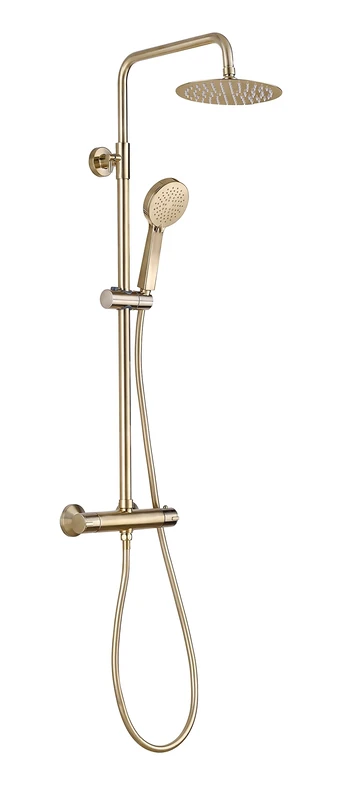 Keenware KBS-222 Midas Round Overhead Shower System: Brushed Brass