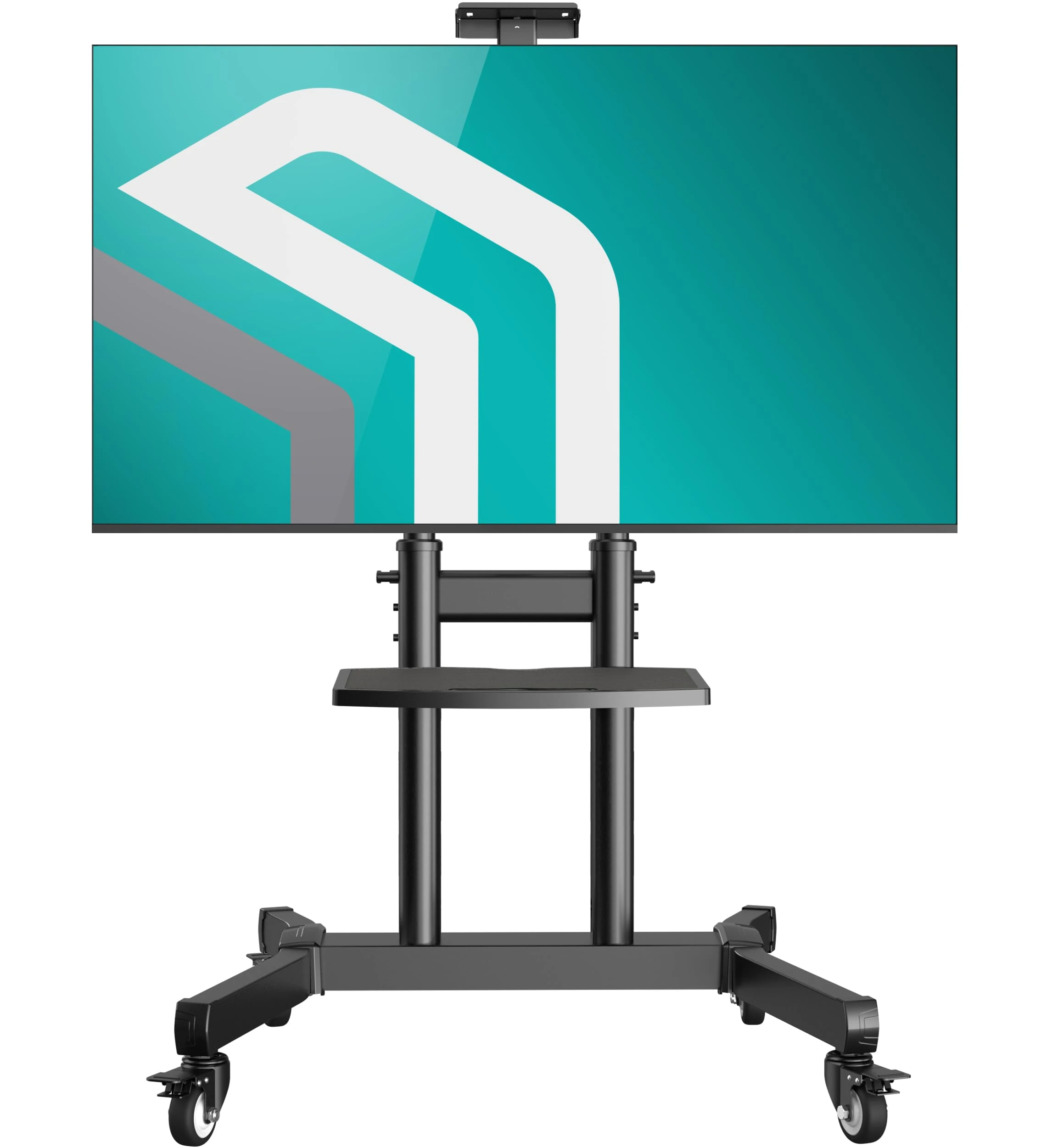 ONKRON Mobile TV Stand on Wheels for 50-90 Inch Screen, Heavy Duty TV Trolley Stand on Wheels up to 90 kg - Universal TV Stand with Shelf VESA 200x200-800x600 mm/TV Floor Stand Tilt TS1891-B Black