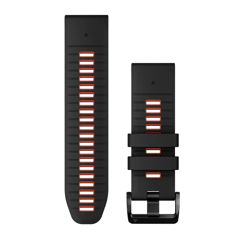 Garmin QuickFit Watch Bands (26mm), suitable for selected fēnix-, epix-, Descent-, D2-, Instinct-, Forerunner- and Tactix series smartwatches, Original accessory, Silicone, Black/Flame Red
