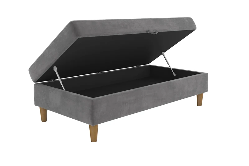 DHP Furniture Hartford Storage Ottoman Chenille Grey