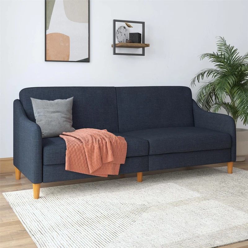 DHP Furniture Jasper Coil Sofabed Navy Linen