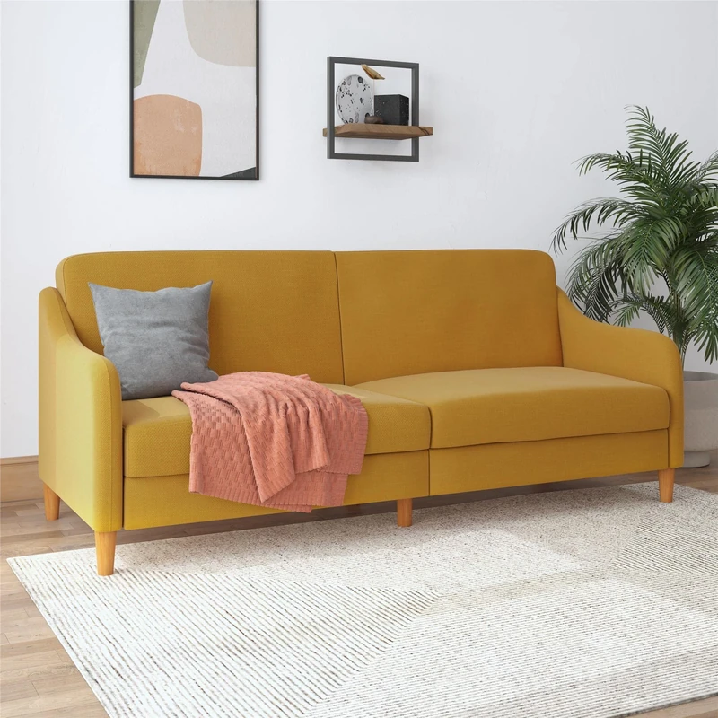 DHP Furniture Jasper Coil Sofabed Mustard Linen