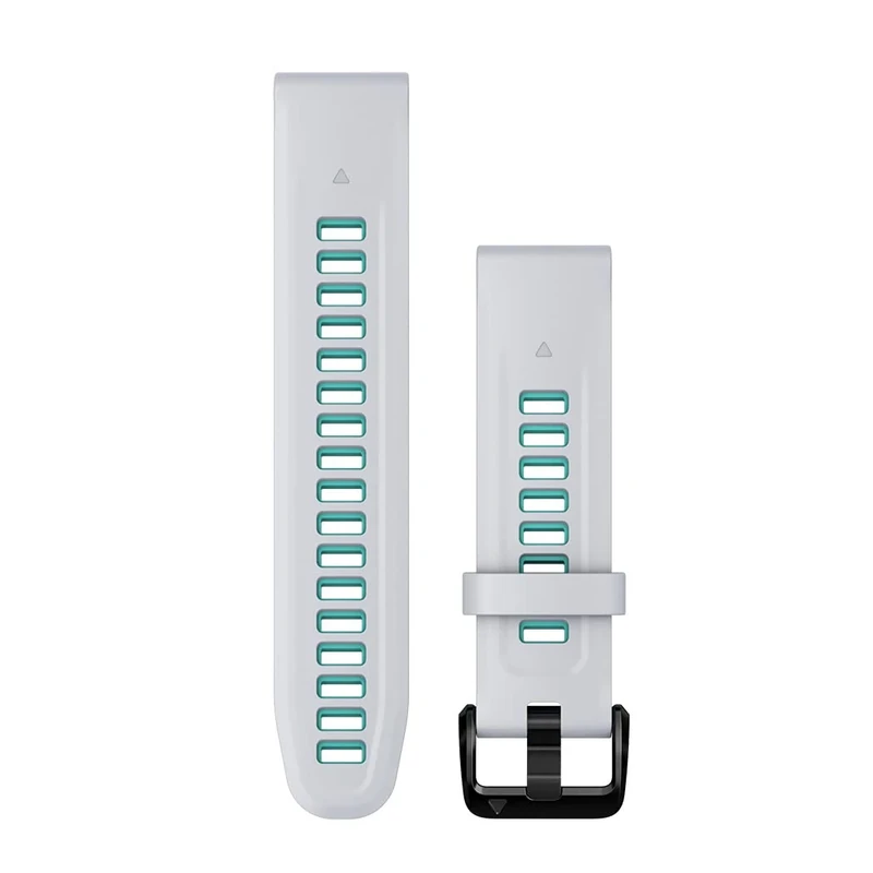 Garmin QuickFit Watch Bands (20mm), suitable for selected fēnix-, epix-, Descent-, D2-, Instinct- and Approach series smartwatches, Original accessory, Silicone, Whitestone/Aqua