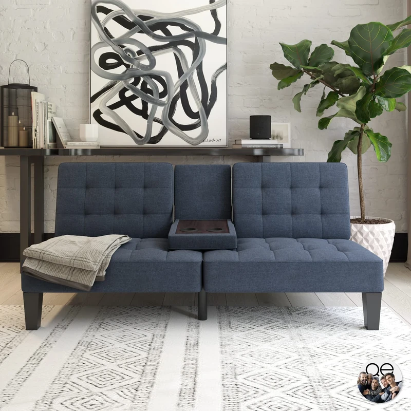 DHP Furniture Adalynn Convertible Sofabed Blue Linen
