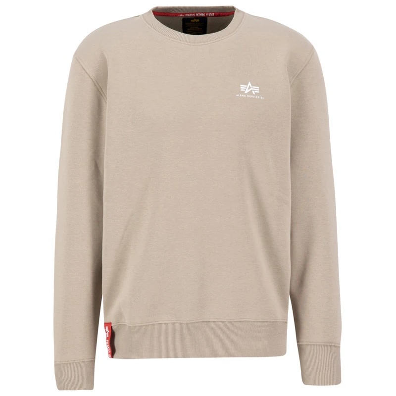 Alpha Industries Men's Basic Sweater Small Logo Sweatshirt, Vintage Sand, XS