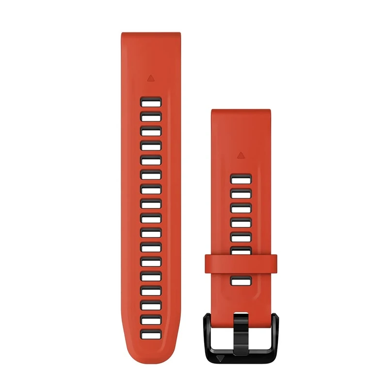 Garmin QuickFit Watch Bands (20mm), suitable for selected fēnix-, epix-, Descent-, D2-, Instinct- and Approach series smartwatches, Original accessory, Silicone, Flame Red/Graphite