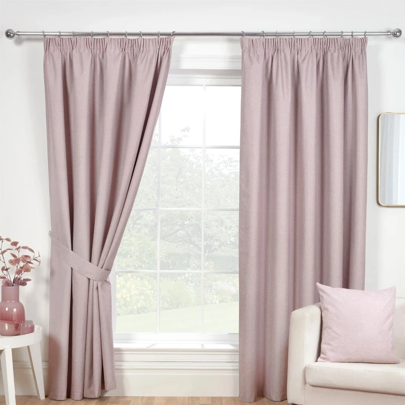 Sundour Eclipse Blackout Pencil Pleat Curtains Rose Pink 90x90 Fully Lined Curtain Pair