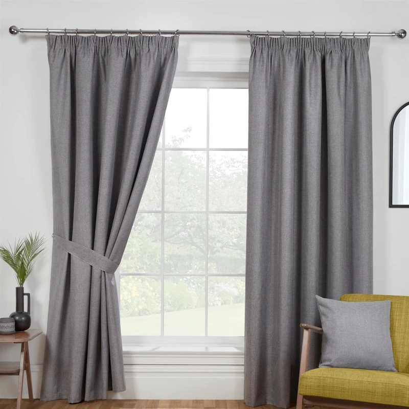 Sundour Eclipse Blackout Pencil Pleat Curtains Pewster Grey 66x54 Fully Lined Curtain Pair