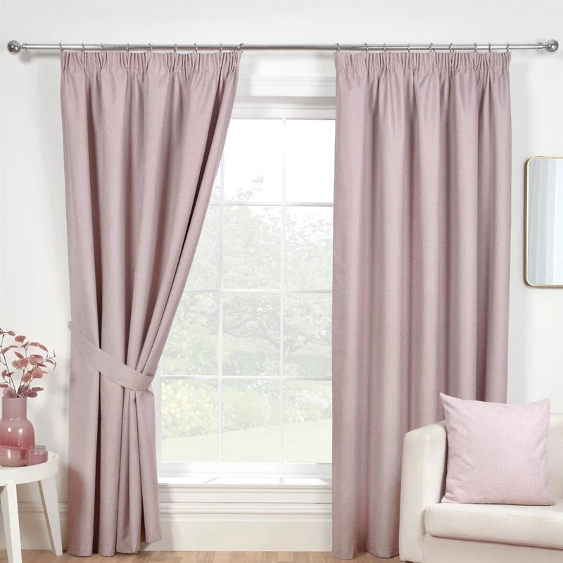 Sundour Eclipse Blackout Pencil Pleat Curtains Rose Pink 46x72 Fully Lined Curtain Pair
