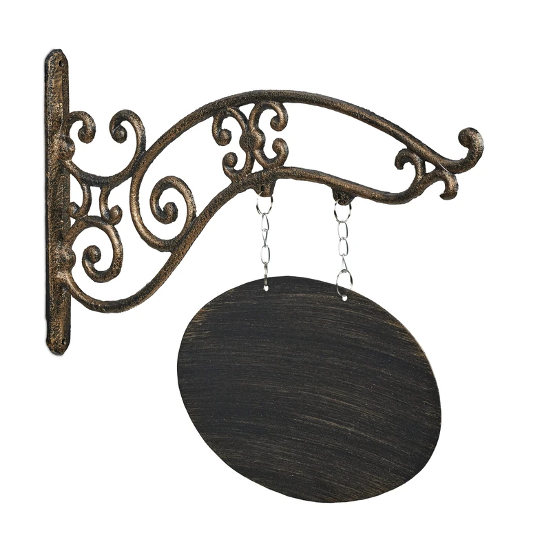 Relaxdays Wall Sign, Cast Iron, Hang Up, Write On, Restaurants, Bars, Pubs, Cafes, Decorative, Rustic, Black/Gold - Image 1