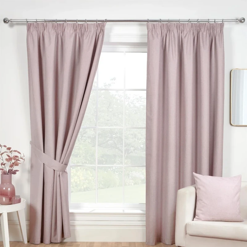 Sundour Eclipse Blackout Pencil Pleat Curtains Rose Pink 66x72 Fully Lined Curtain Pair