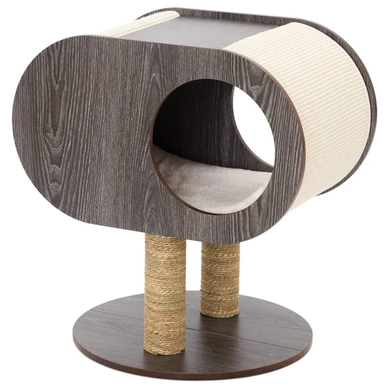 JACK AND VANILLA Molly - Cocoon Cat Tree - Grey - Multifunctional Activity Centre with Scratching Post, Relaxation Point, Sisal Covered Columns and Sturdy Base - Image 1