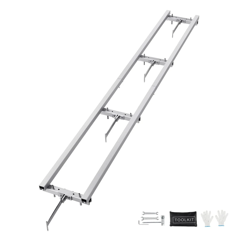 VEVOR Rail Mill Guide System, 9 ft Milling Guide, 4 Crossbar Kits Chainsaw Mill Rail Guide, Aluminum Adjustable Saw Mill Rail System Work with Chainsaw Mills for Builders and Woodworkers