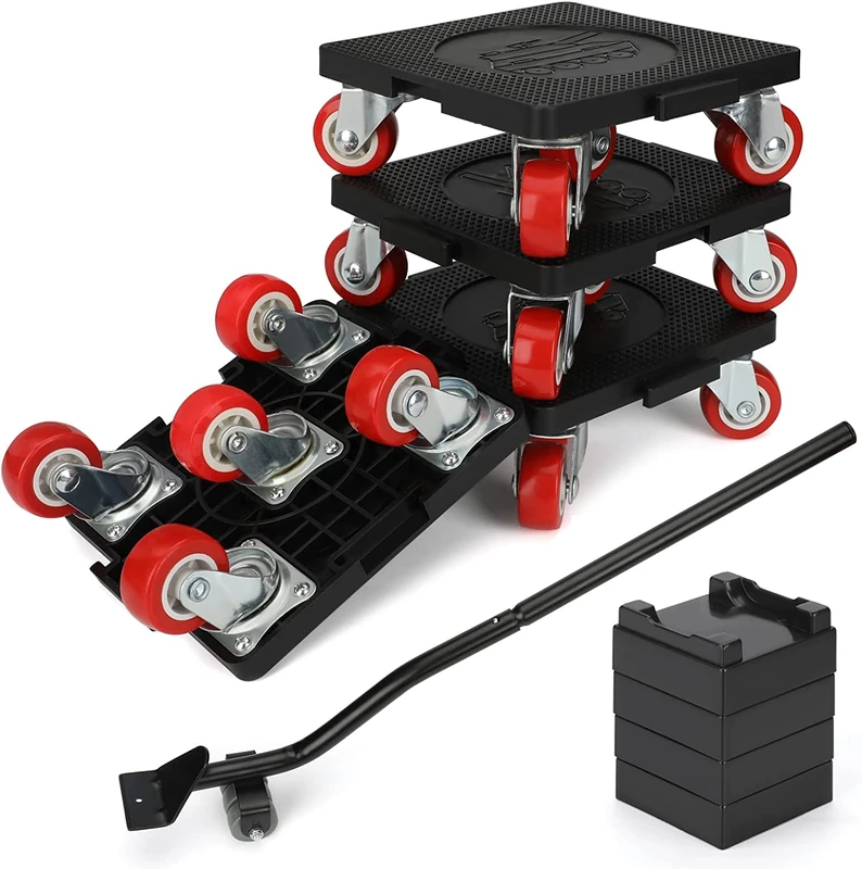 goldenwarm Furniture lifter for heavy furniture, 4 furniture rollers with 5 pieces, 360° rotation wheels, 600 kg load as tolerated
