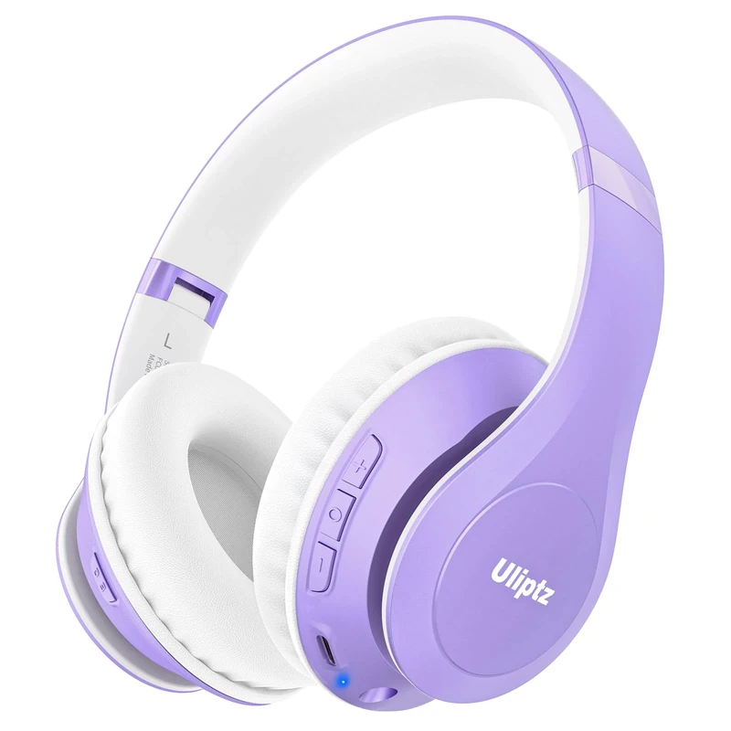Uliptz Wireless Headphones Over Ear, 65 Hrs Playtime Bluetooth Headphones, 6 EQ Modes Foldable Lightweight Headphones Wireless, Foldable Bluetooth 6.0 for Travel/Office/PC(Purple)