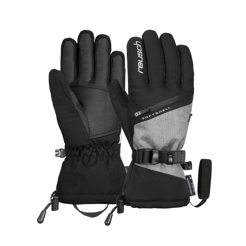 Reusch Demi R-TEX XT Extra Warm, Waterproof, Windproof and Breathable Winter Gloves, Finger Gloves, Snow Gloves, Ski Gloves for Women, Black/Grey, 8.5