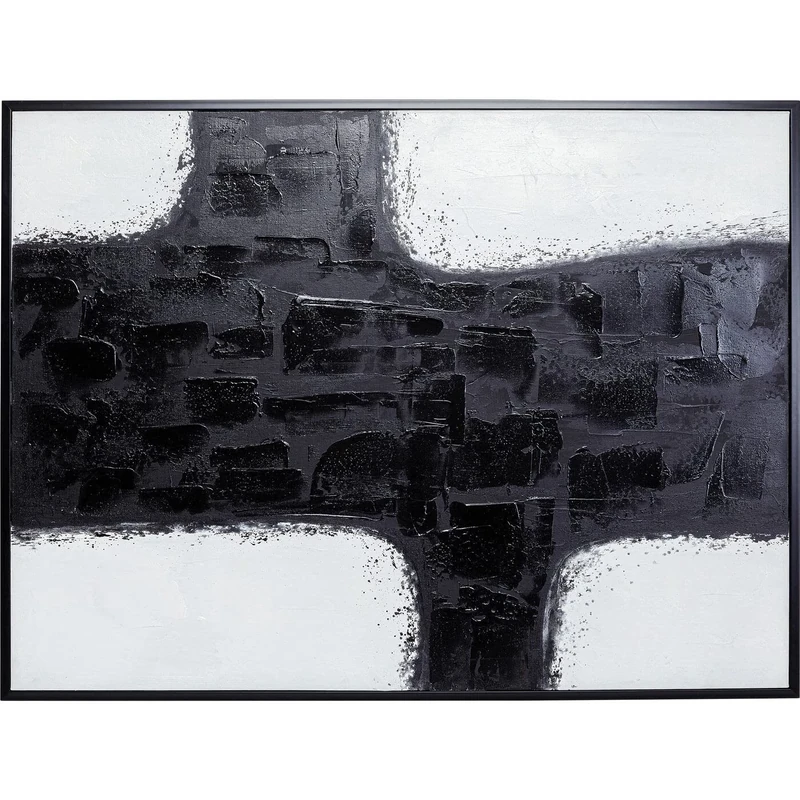 Kare Crossroads Design Picture with Frame, Black/White, Canvas, Wall Decoration, Artwork, Hand-Painted Details, Wall Picture, Painting, Abstract, Modern, Living Room, Bedroom, Hallway, 120 x 90 x 4 cm