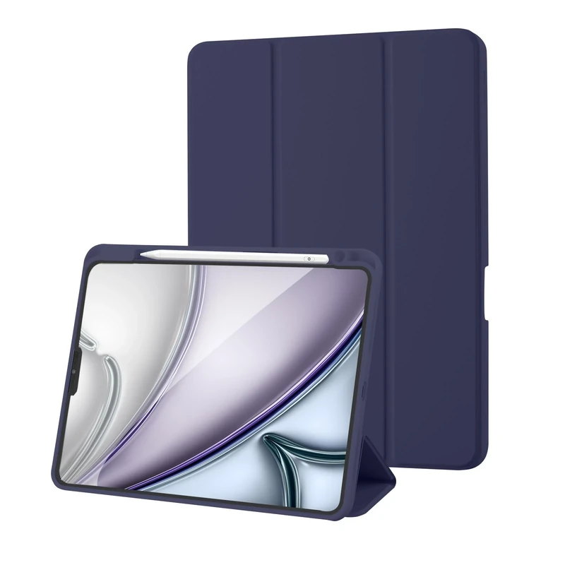 Case for iPad Pro 11 2022/2021/2020/2018 (4th /3rd /2nd /1st Generation) Case with Pencil Holder, Trifold Slim Protective Cover with Soft TPU, Auto Wake/Sleep, Navy Blue