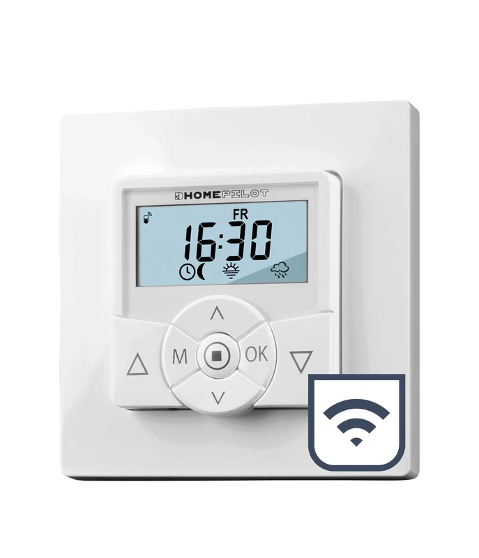 Zeitschaltuhr premium smart (weiß, für Rollladenmotoren, 2in1: Taster und Empfänger in einem Gerät)