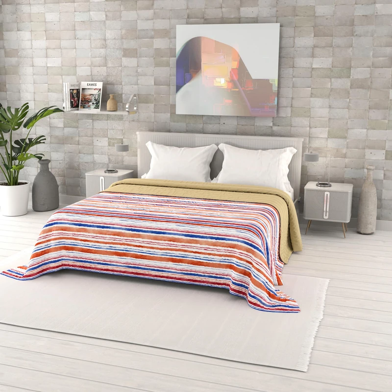 Italian Bed Linen Summer quilt FANTASY, Microfiber, Double 260x270cm, Strisce
