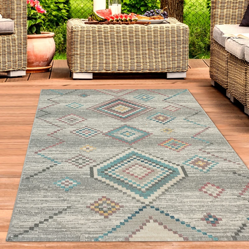 CARPETIA Vintage Style Living Room Rug, Indoor and Outdoor, Green, 160 x 230 cm