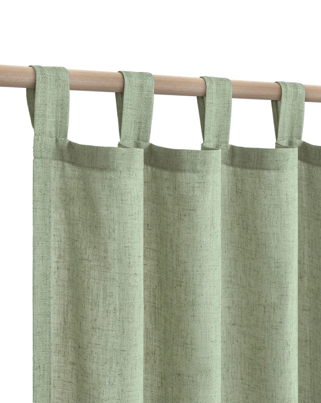 KOUFALL Sage Green Patio Door Curtains for Sliding Glass Doors,2 Panels Linen Sheer Cottagecore Long Curtains for Dining Room Living Room Bedroom Windows,96 Inch Length,Set of 2 Pack