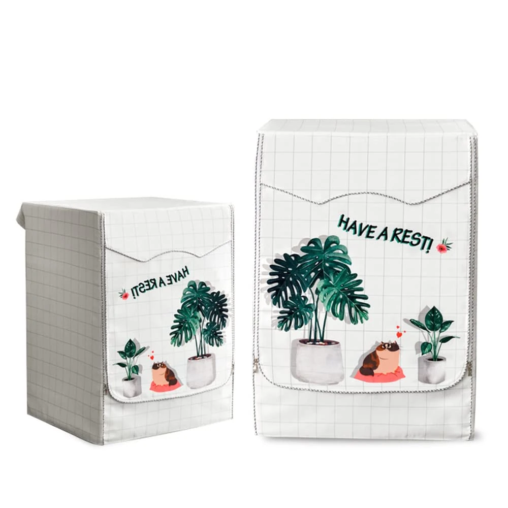 FANSU Washing Machine Cover Cartoon Waterproof Dustproof Front Load Washer Dryer Machine Cover Protector Sunscreen Washer Protection Tumble Dryer Cover for Most Front Loading (Cat,4-5kg)