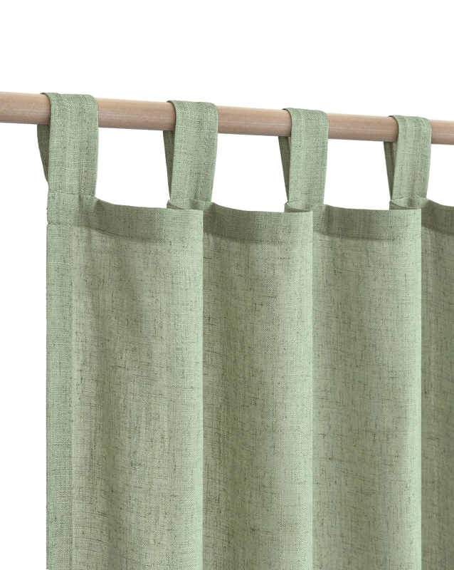 KOUFALL Sage Green Sheer Curtains 84 Inches Long Linen Boho Canopy Bed Curtains 84 Inch Length 2 Panels Set for Bedroom,Light Green