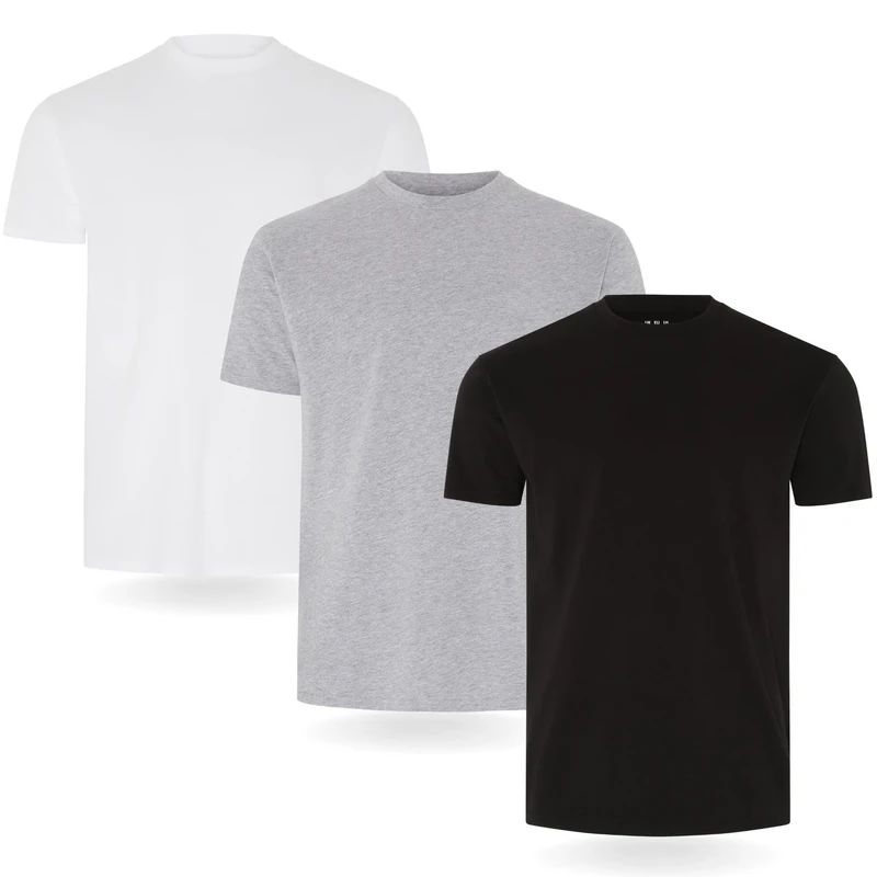 FM London 3/5-Pack Mens T Shirt - Premium Weight T-Shirts for Men with Lightly Fitted Design - Super Soft - Made with 100% Cotton - Stretch Fit for Any Occasion - Durable Comfort Fit