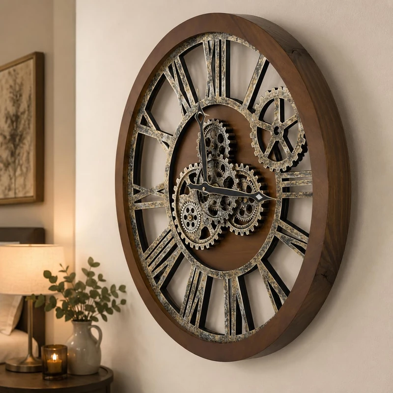 The B-Style Large Wall Clock 24 inch Drak Brown and Bronze