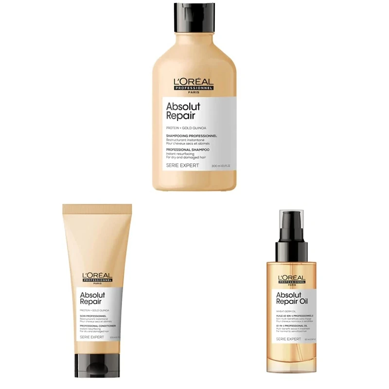 L’Oréal Professionnel Conditioner, With Protein And Gold Quinoa for Dry And Damaged Hair, Serie Expert Absolut Repair, 200 ml