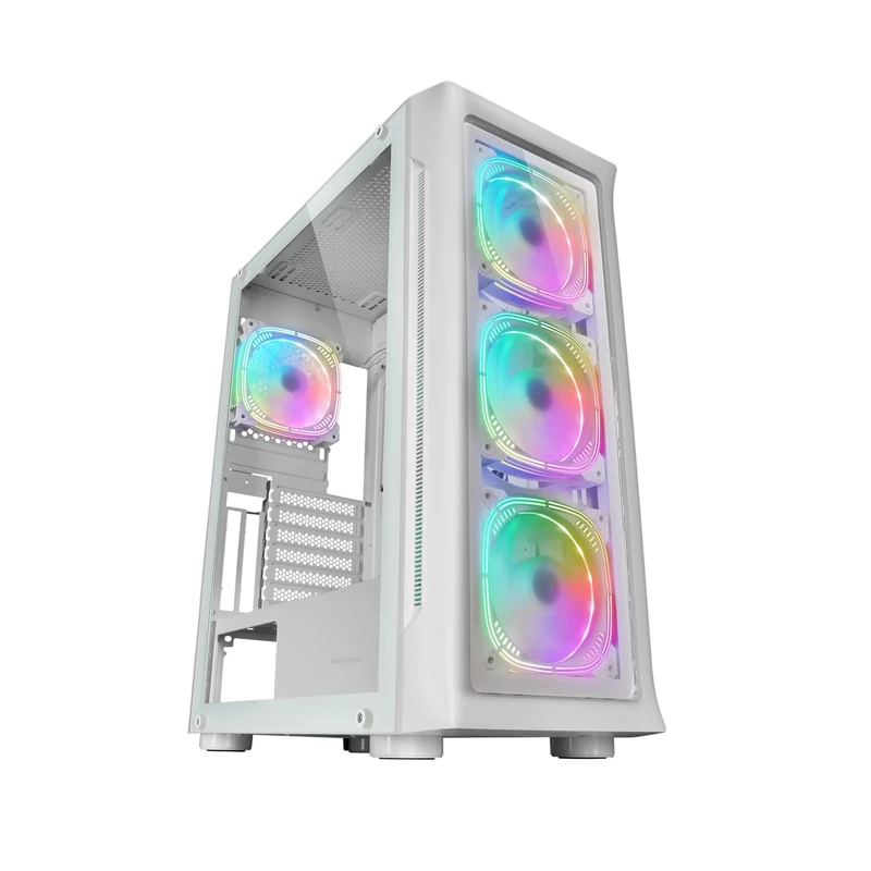 Mars Gaming MC-NEO White, XXL E-ATX Gaming Tower, Tempered Glass Side and Front Window, 4x ARGB 120mm Fans + 120mm Fan, CPU Freezer System