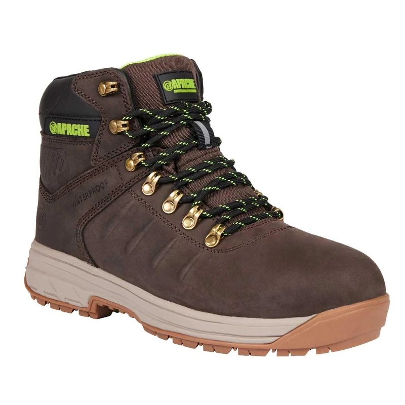 Apache Moose Jaw Safety Boot | Brown Size 9 UK | Waterproof and Breathable | Toe Cap and Midsole Protection | Comfort Insole