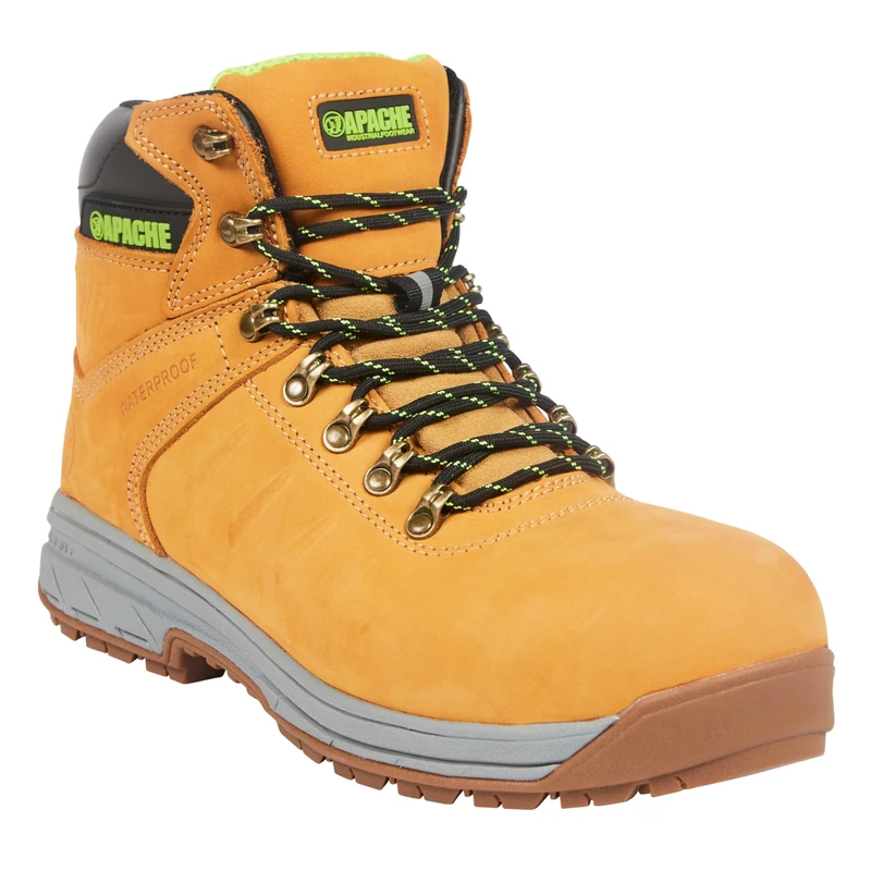 Apache Moose Jaw Safety Boot | Wheat Size 7 UK | Waterproof and Breathable | Toe Cap and Midsole Protection | Comfort Insole