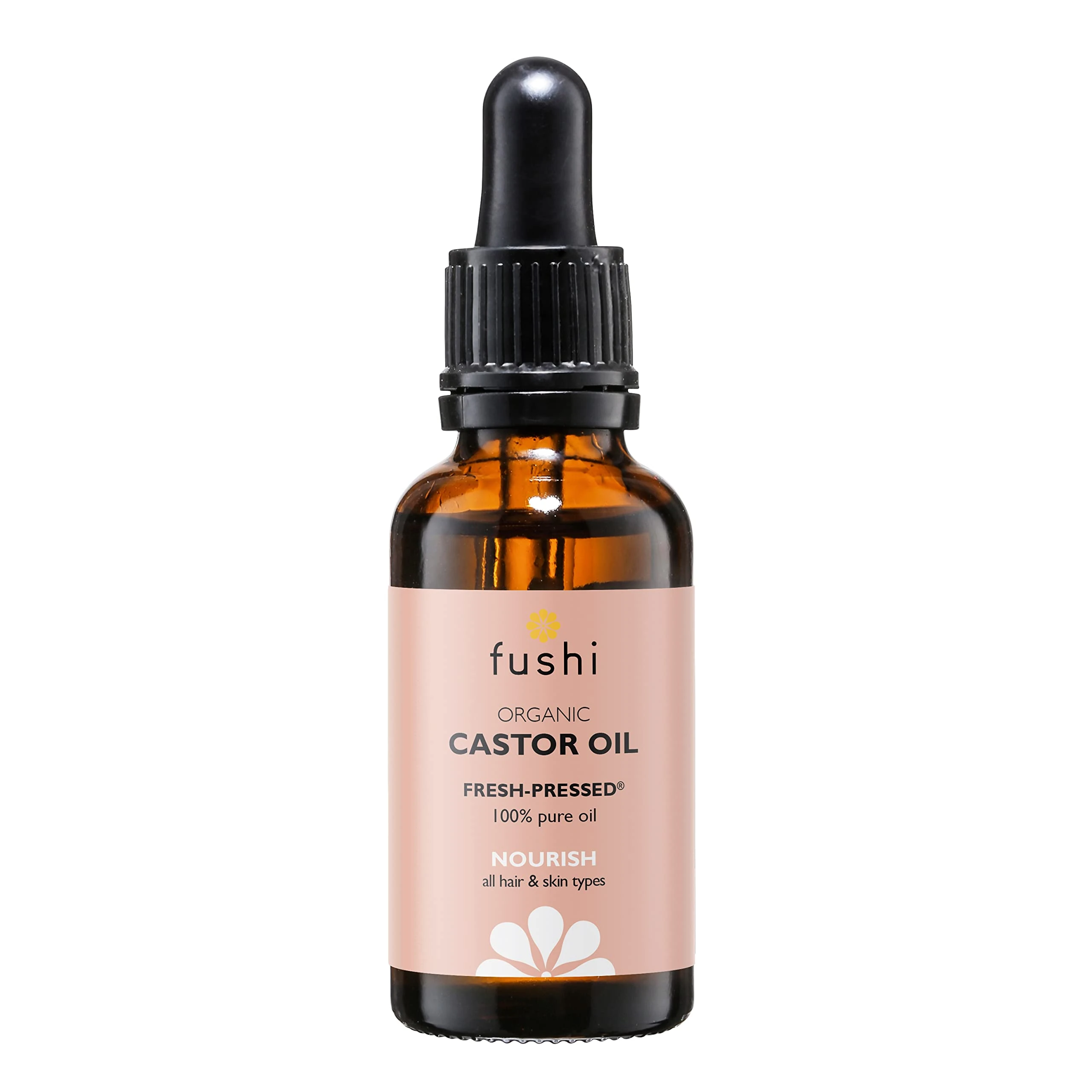 Fushi Organic Castor Oil - 30ml 100% Pure Cold & Fresh-Pressed For Dry Skin & Hair Growth, Eyelashes & Eyebrows Hexane Free Food-grade for inner health Sustainably Sourced