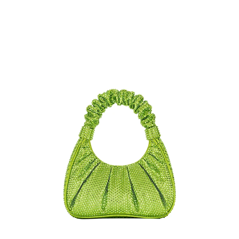 JW PEI Gabbi Women's Ruffled Hobo Handbag, Artificial Crystal Green