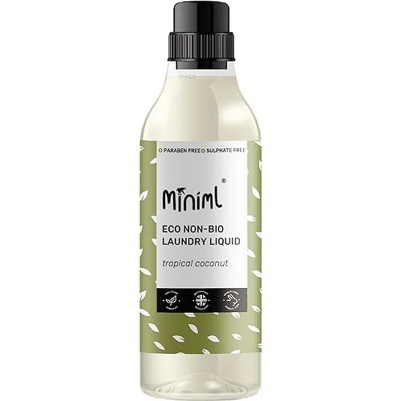 Miniml Eco Laundry Liquid Washing Detergent 1L - Natural Non Bio Coconut Scented Clothes and Fabric Softener for Machine or Delicate Hand Cleaning - 100% Vegan & Cruelty Free (33 Washes)