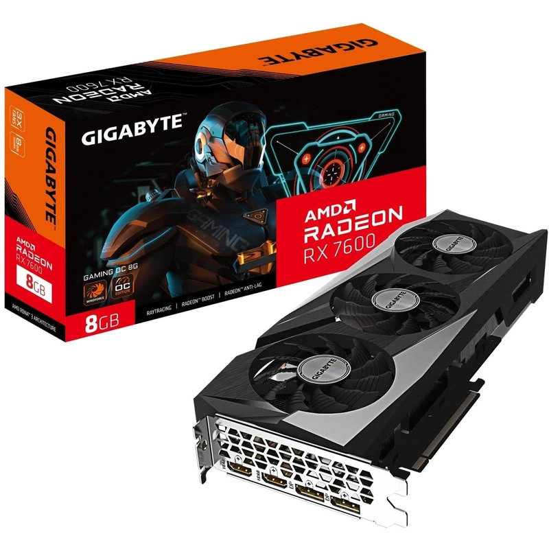Gigabyte Radeon RX 7600 GAMING OC 8G Graphics Card - 8GB GDDR6, 128bit, PCI-E 4.0, 2755 MHz Core Clock, 2 x DisplayPort, 2 x HDMI, GV-R76GAMING OC-8GD