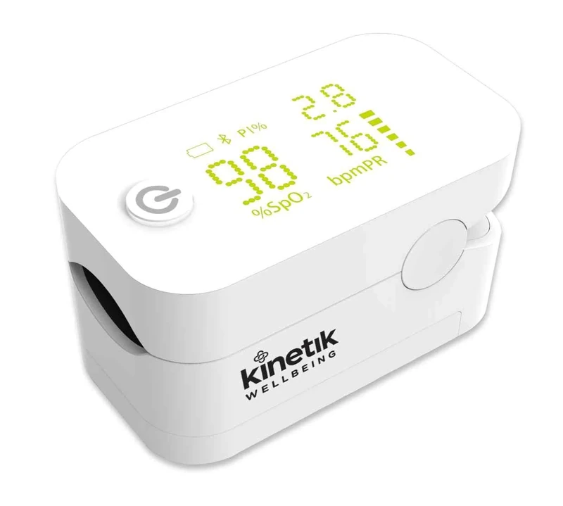 Kinetik Wellbeing Smart Finger Pulse Oximeter - Heart Rate Monitor Used by the NHS, Blood Oxygen Saturation Monitor for Adults Accurate Sats Pulse Heart-Rate - In Association with St John Ambulance