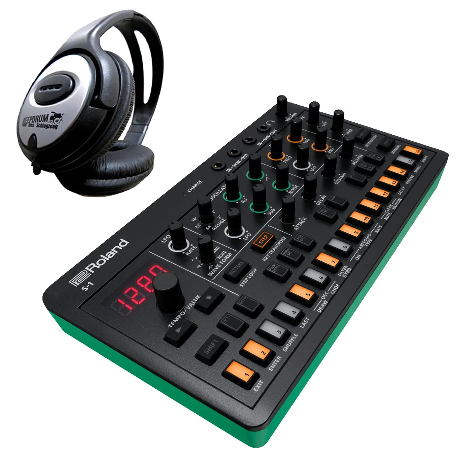Roland Aira Compact S-1 Tweak Synthesizer + Keepdrum Headphones