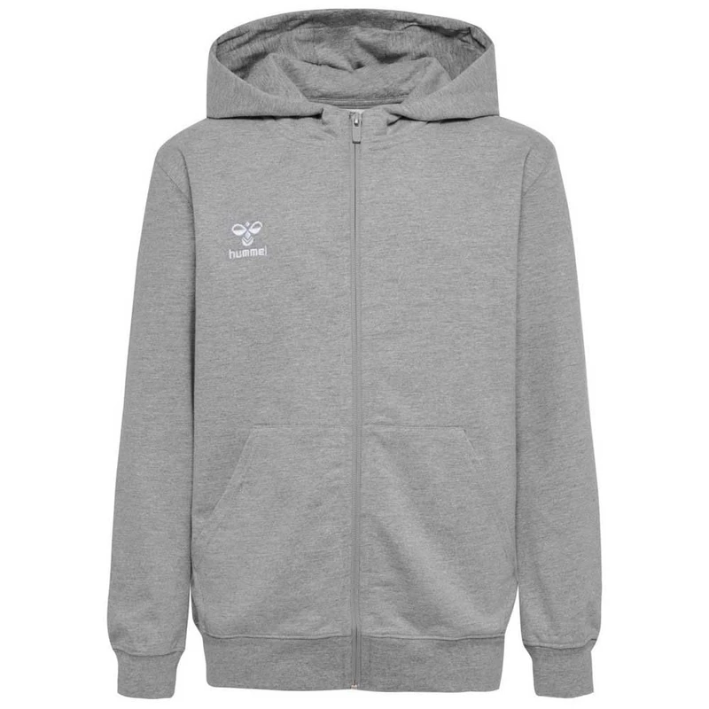 hummel Unisex Children's Hmlgo 2.0 Zip Hoodie Kids Hooded Sweatshirt Grey Melange
