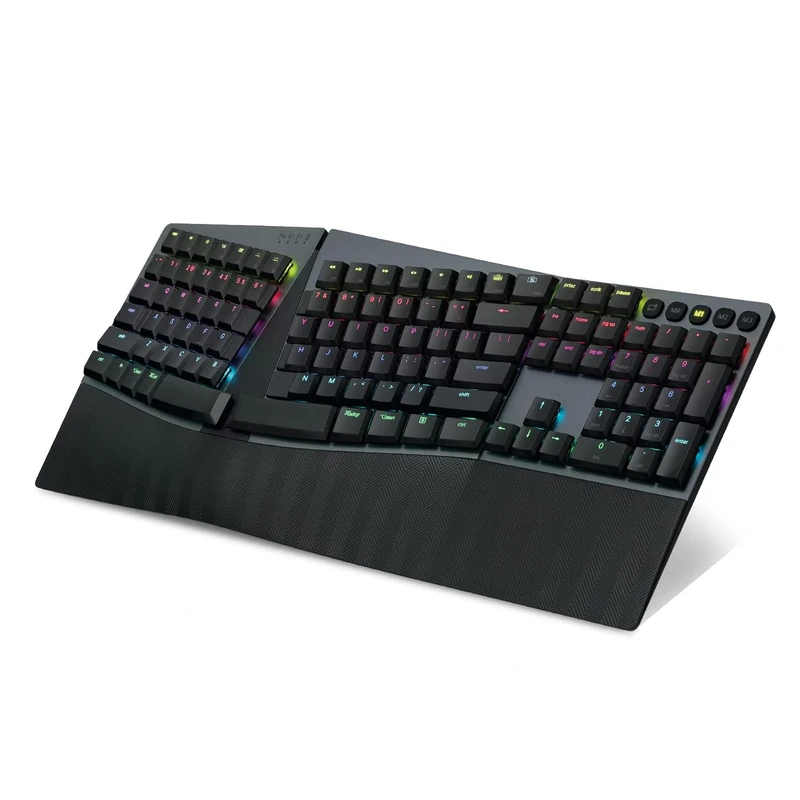 Perixx PERIBOARD-835BL Wireless Ergonomic Mechanical Keyboard - RGB - Low-Profile Blue Clicky Switches - Multiple Device Connection - Compatible with Windows and MacOS - US Layout