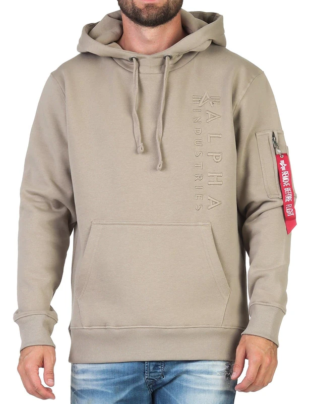 Alpha Industries Men's EMB Hoody Hooded Sweat Sweatshirt, Vintage Sand, S