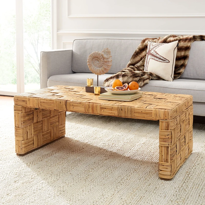 Safavieh Modern Rattan Accent Table, in Natural, 65 x 120 x 45