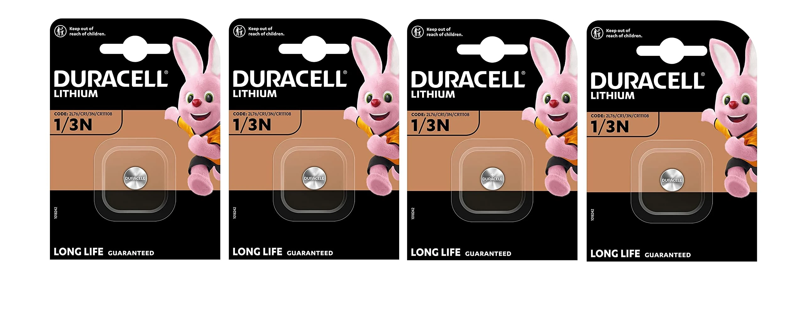 4X Duracell CR 1/3N 2L76 CR11108 with Lithium (4 Blister Packs of 1 Battery) 4 Batteries