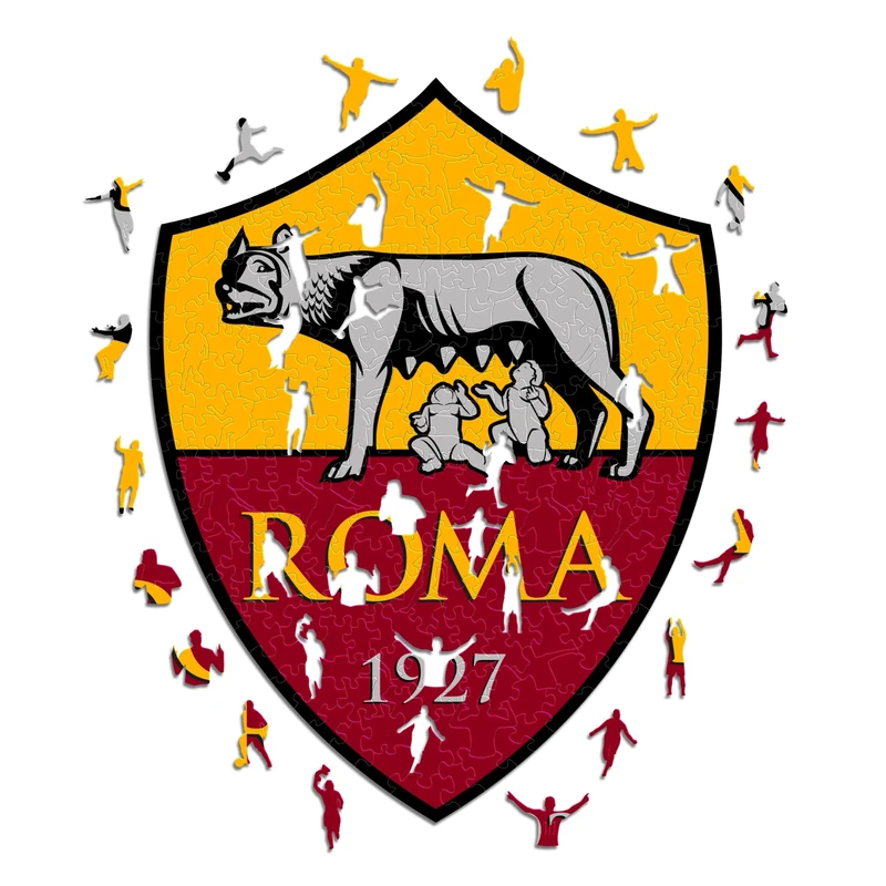 Iconic Puzzles - AS Roma, Logo, 100% eco-sustainable wooden puzzle with official license, Size M, 270 Pieces - Image 1