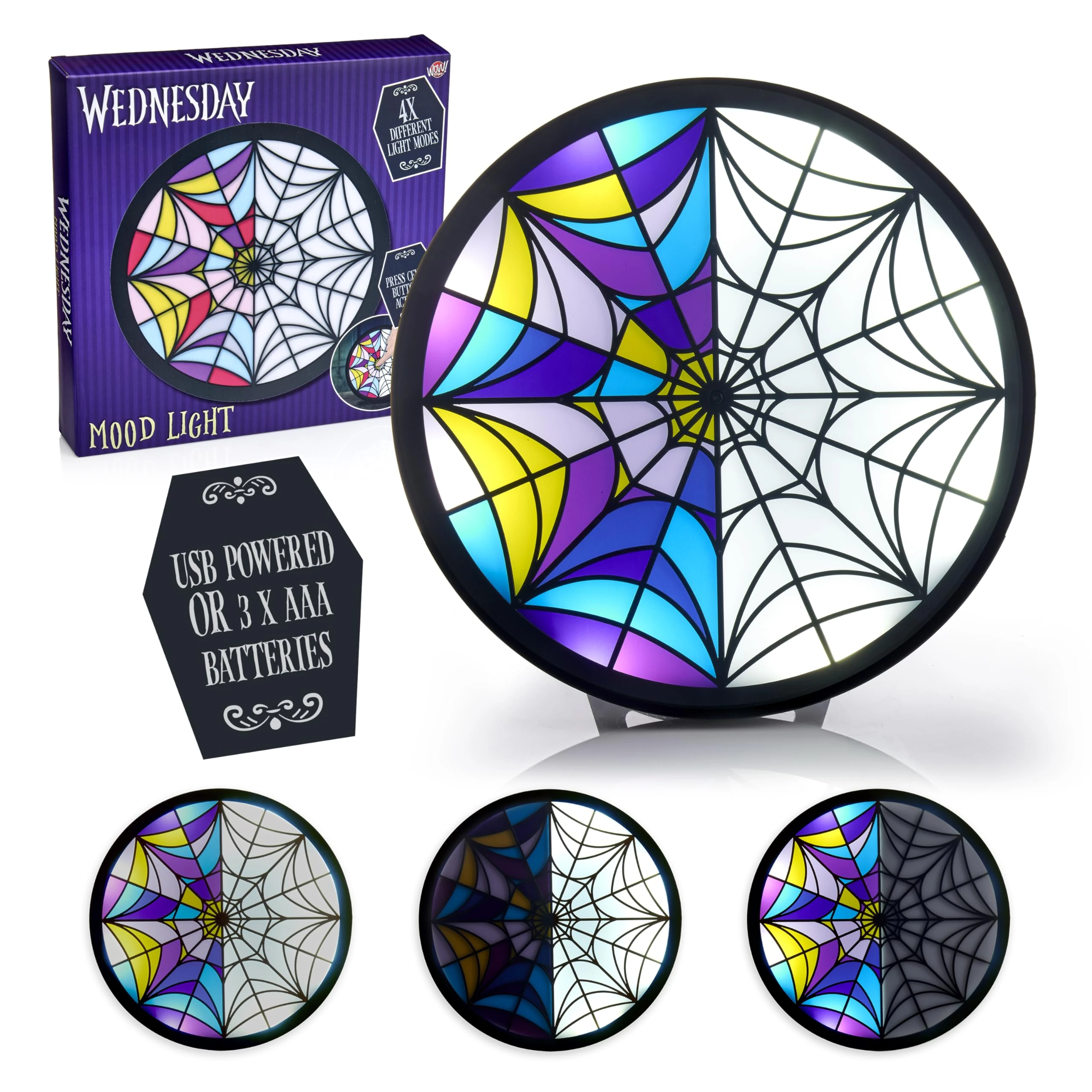 WOW! STUFF Wednesday Window Moodlight with Multi-Modes | Wednesday Addams Giftable Light | Official Merchandise, Collectibles, Toys and Gifts for Teens, Adults and Fans of the hit Netflix Series