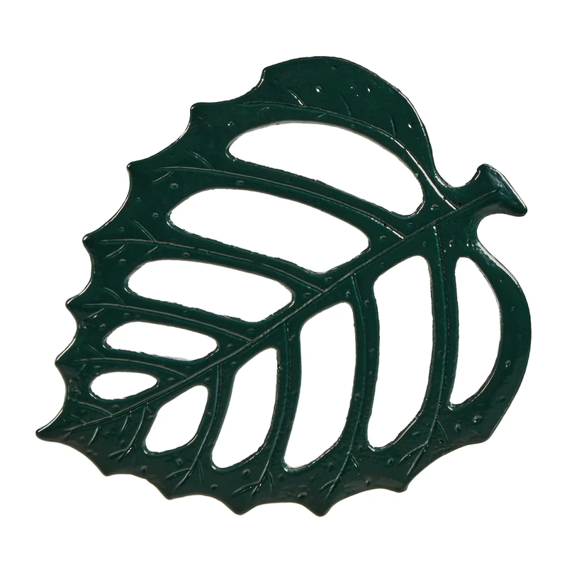 Relaxdays Stepping Stone, Garden Step Plate, Pathway, Flowerbed, Lawn, Accessory, Leaf, Decor, 26 x 32cm, Dark Green